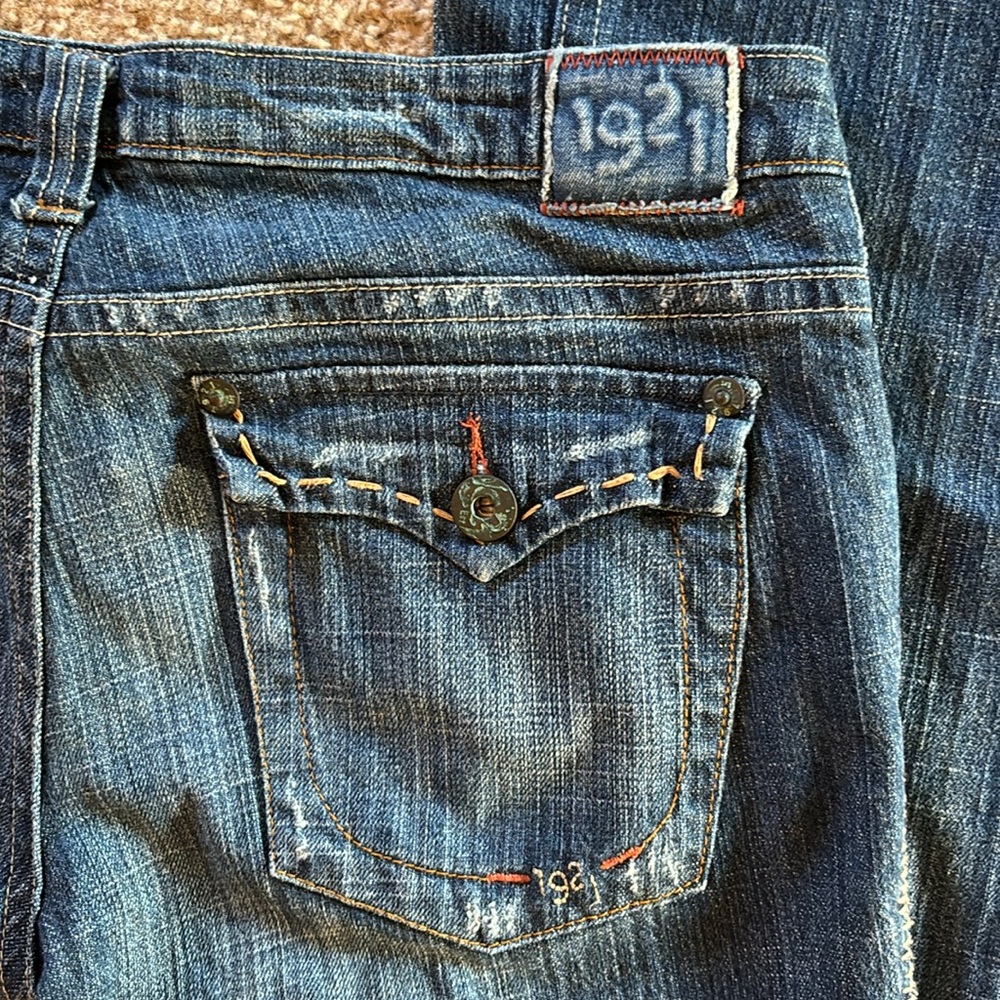 1921 bootleg whipstitched denim jean
